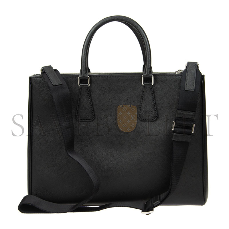 Pra*a saffiano tote bag black 2vg061 (39*29*9cm)